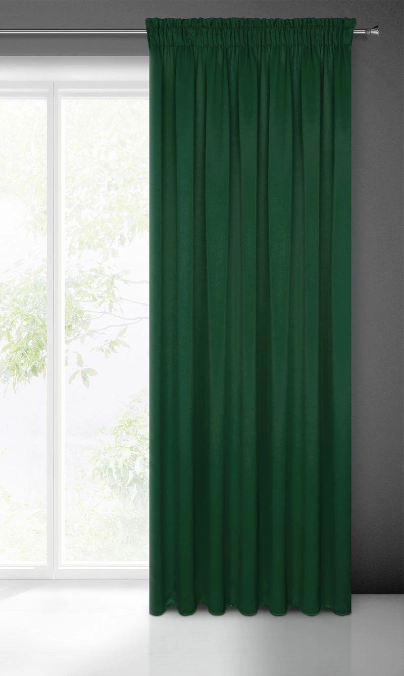 Eurofirany LOGAN blackout tipo temdanti naktinė užuolaida, 135 X 270 cm, juosta / tunelis / kabliukai, spalva: tamsiai žalia