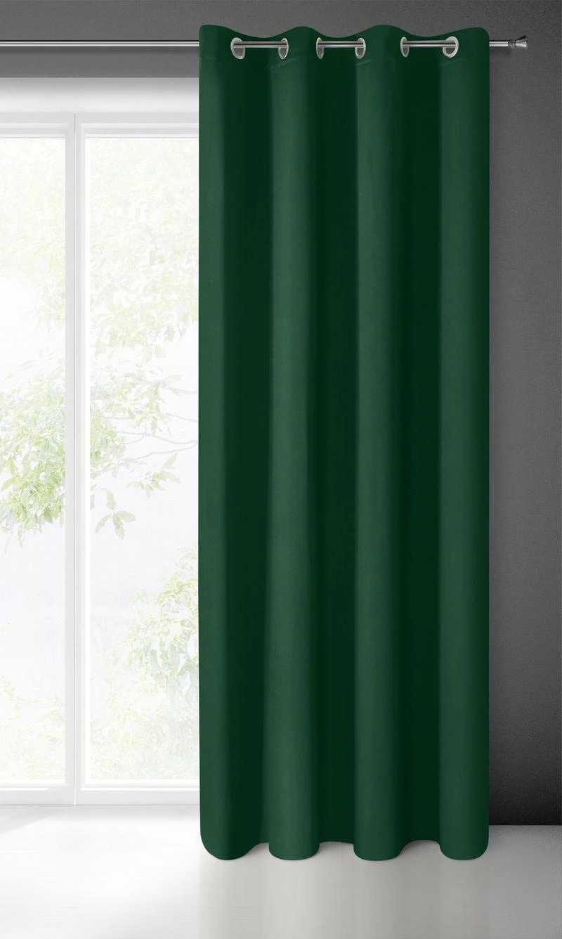Eurofirany LOGAN blackout tipo temdanti naktinė užuolaida, 140X270 cm, kilpos / žiedai, spalva: tamsiai žalia