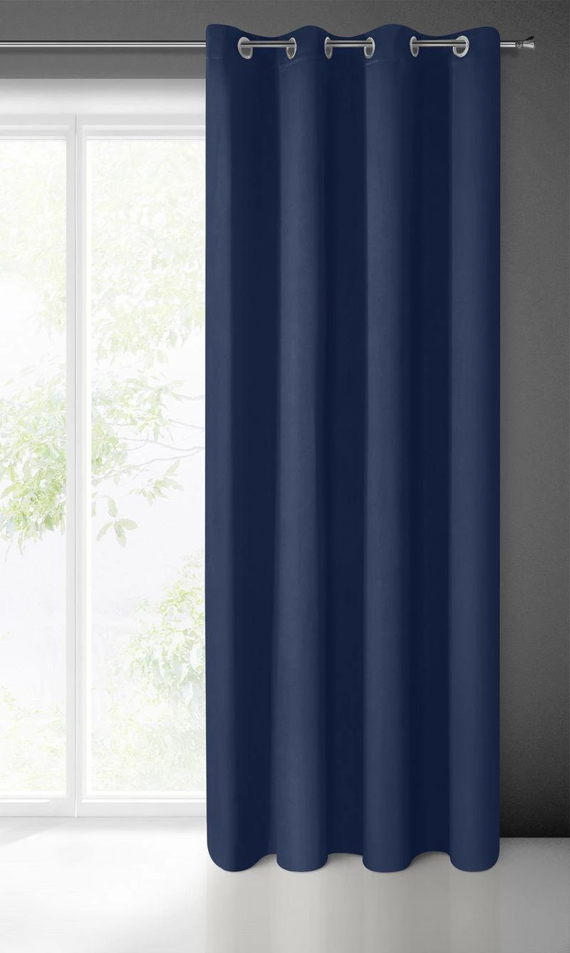 Eurofirany LOGAN blackout tipo temdanti naktinė užuolaida, 135X250 cm, kilpos / žiedai, spalva: tamsiai mėlyna