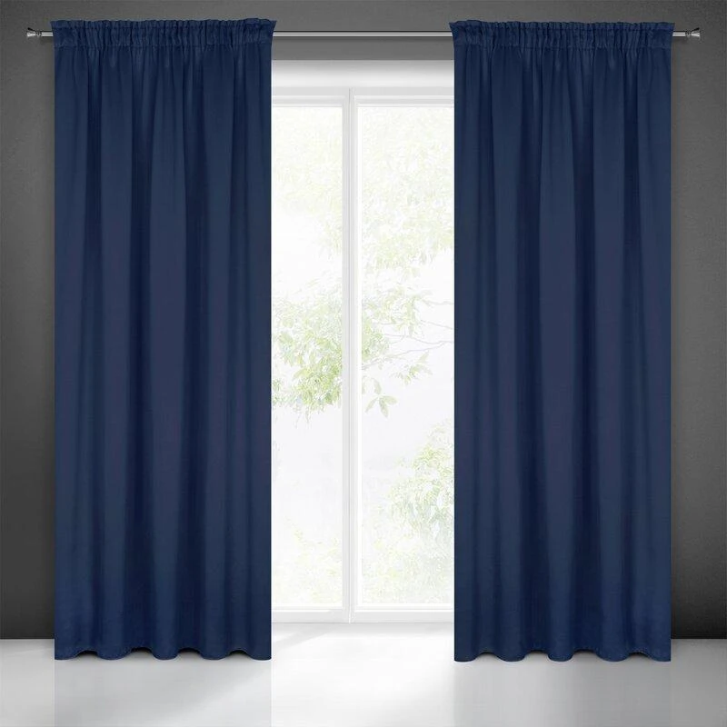 Eurofirany LOGAN blackout tipo temdanti naktinė užuolaida, 135 X 270 cm, juosta / tunelis / kabliukai, spalva: tamsiai mėlyna