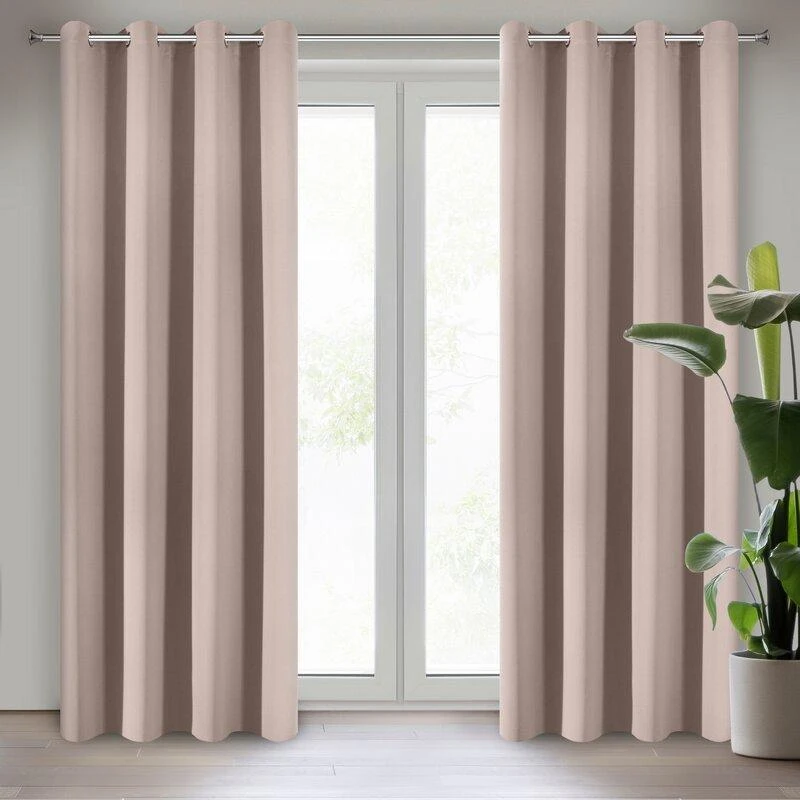 Eurofirany LOGAN blackout tipo temdanti naktinė užuolaida, 135X250 cm, kilpos / žiedai, spalva: pudros