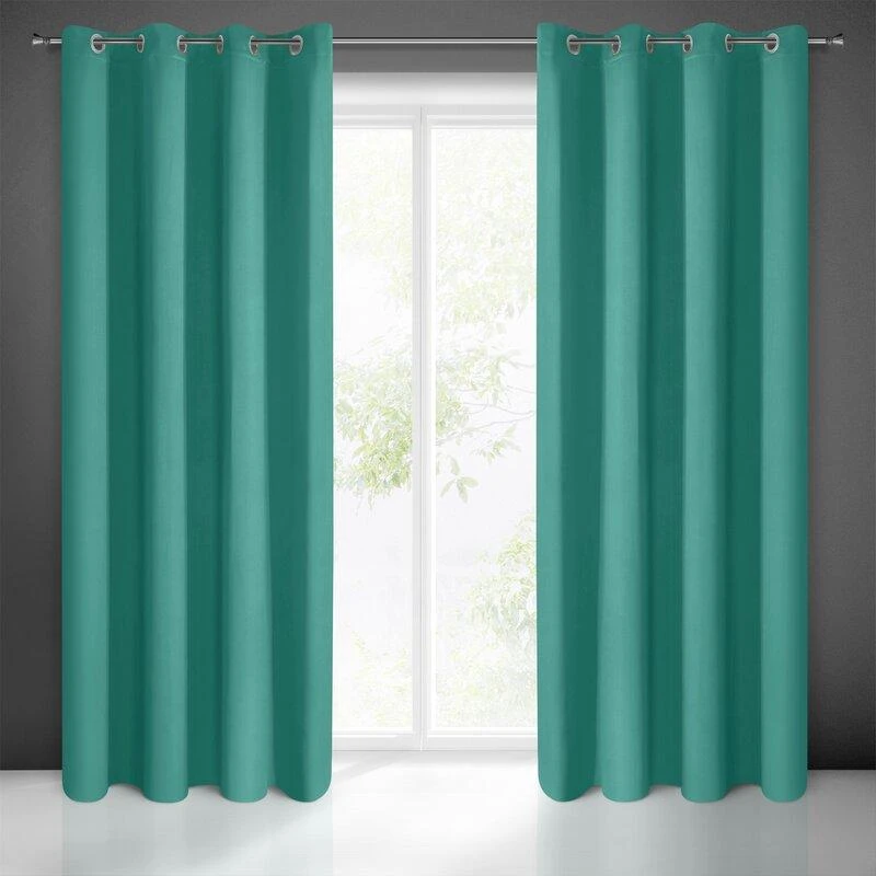 Eurofirany LOGAN blackout tipo temdanti naktinė užuolaida, 135X250 cm, kilpos / žiedai, spalva: šviesi turkio