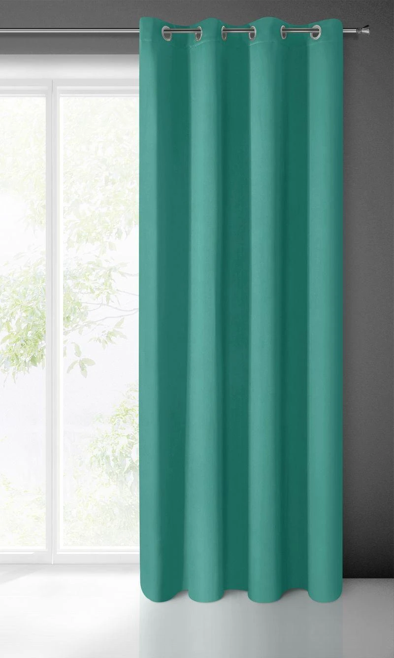 Eurofirany LOGAN blackout tipo temdanti naktinė užuolaida, 135X250 cm, kilpos / žiedai, spalva: šviesi turkio
