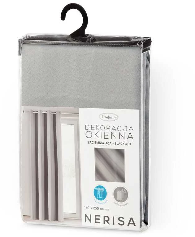 Eurofirany NERISA dimout tipo audinio užuolaida, 140 x 250 cm, žiedai/kilpos, spalva: pilka
