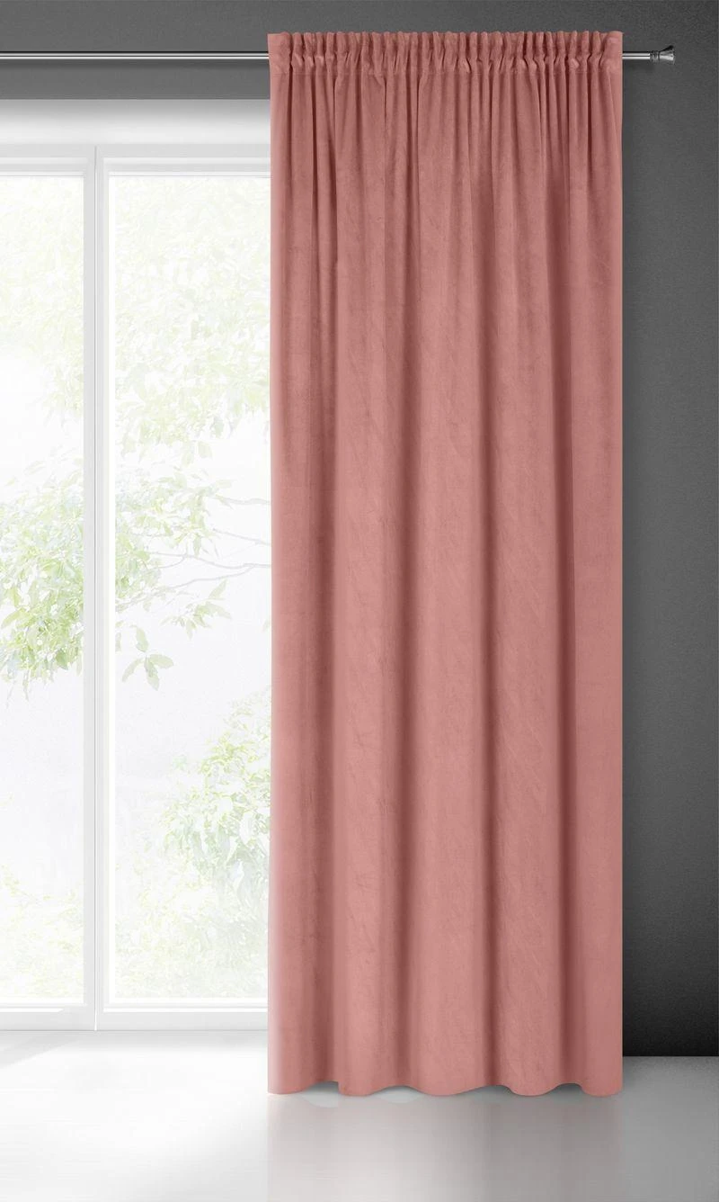Naktinė užuolaida Eurofirany Pascal iš matinio aksomo, 140 x 300 cm 215 g/m2 , juosta / tunelis / kabliukai, spalva: rožinė