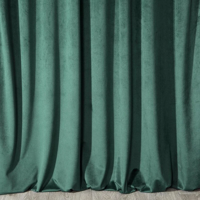 Naktinė užuolaida Eurofirany Pascal iš matinio aksomo, 140 x 300 cm 215 g/m2 , juosta / tunelis / kabliukai, spalva: tamsus turkis