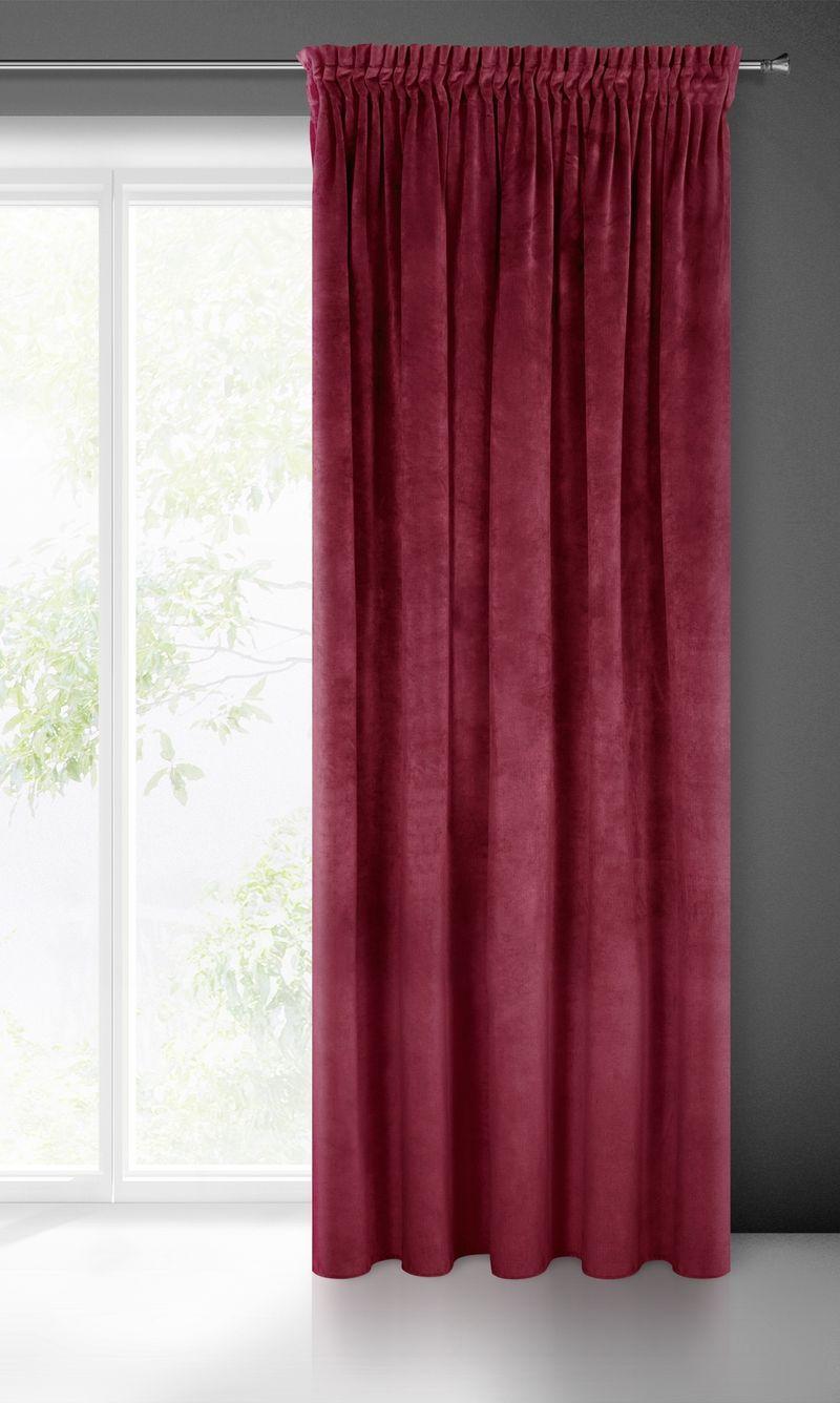 Naktinė užuolaida iš minkšto aksomo Eurofirany DIVA LINE RIA 140X270 cm, juosta/ tunelis/ kabliukai, 300g/m2, spalva: bordo