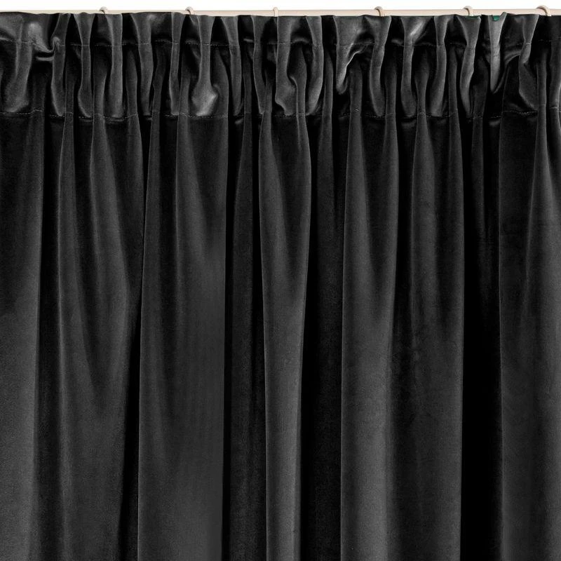 Naktinė užuolaida iš minkšto aksomo Eurofirany DIVA LINE RIA 140X270 cm, juosta/ tunelis/ kabliukai, 300g/m2, spalva: juoda