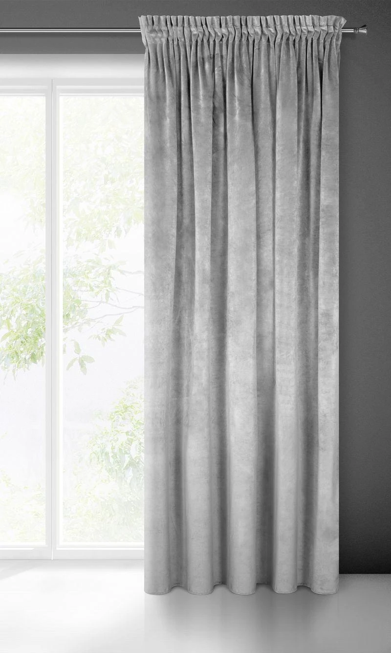 Naktinė užuolaida iš minkšto aksomo Eurofirany DIVA LINE RIA 140X270 cm, juosta/ tunelis/ kabliukai, 300g/m2, spalva: plieno