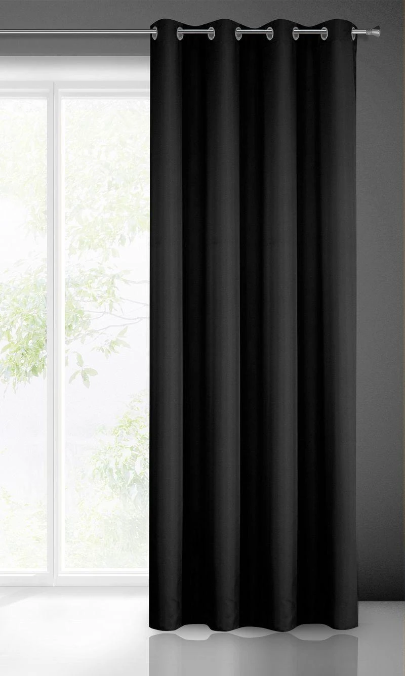 Naktinė užuolaida Eurofirany RITA iš lygaus audinio, 140X250 cm kilpos / ratukai, spalva: juoda