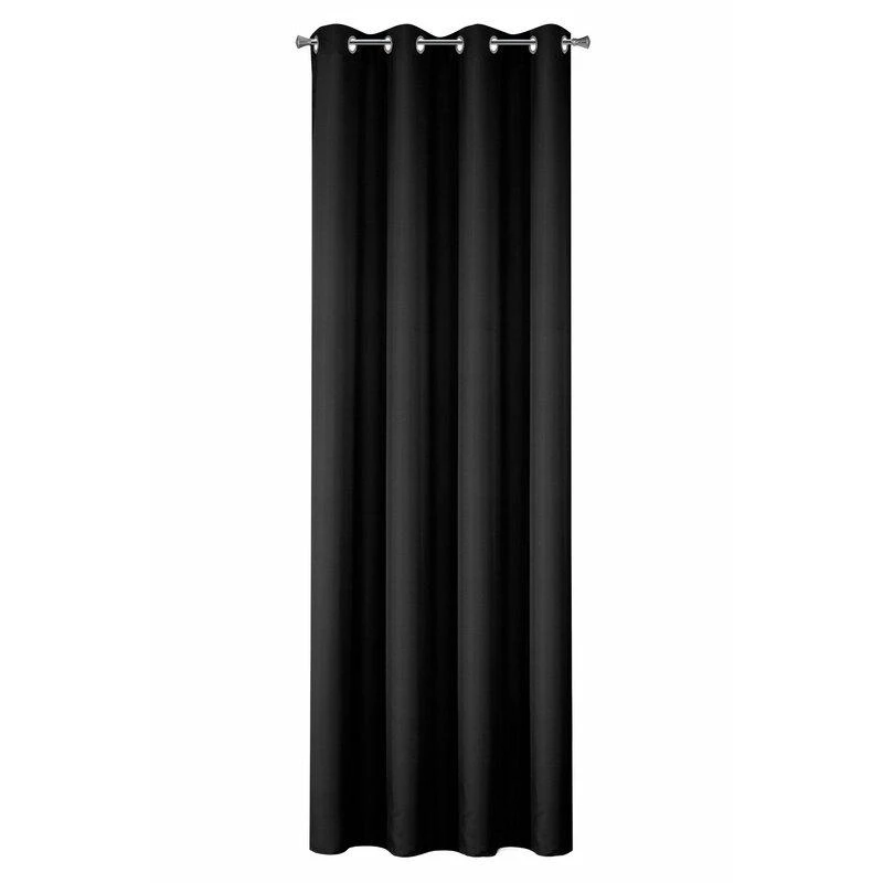 Naktinė užuolaida Eurofirany RITA iš lygaus audinio, 140X250 cm kilpos / ratukai, spalva: juoda