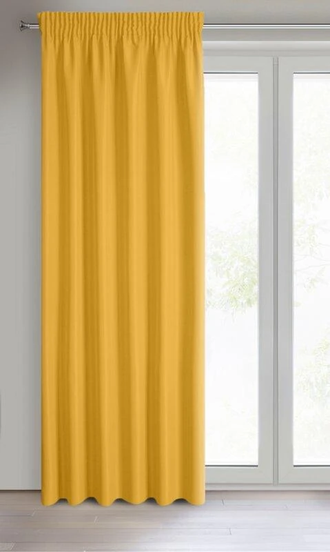 Eurofirany RITA Naktinė užuolaida iš lygaus audinio, 140X270 cm, juosta / tunelis / kabliukai, spalva: garstyčių