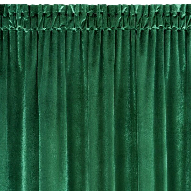 Minkšto ir blizgaus aksomo naktinė užuolaida Eurofirany SAMANTA 140X300 cm, juosta / tunelis / kabliukai, spalva: tamsiai žalia, 1 vnt.