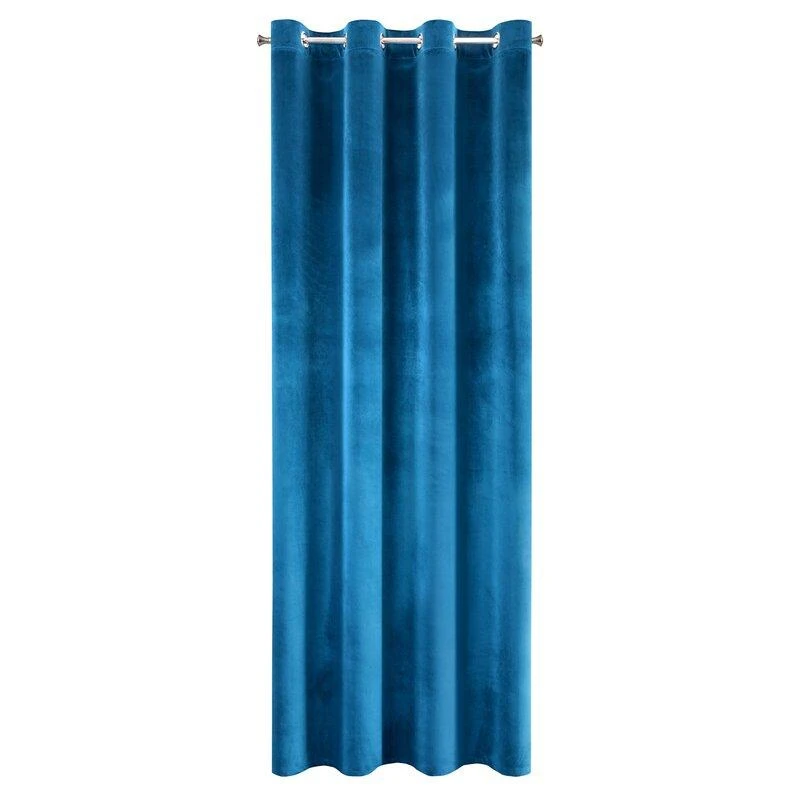 Minkšto ir blizgaus aksomo naktinė užuolaida Eurofirany SAMANTA 140X250  cm, kilpos/žiedai, spalva: tamsiai mėlyna