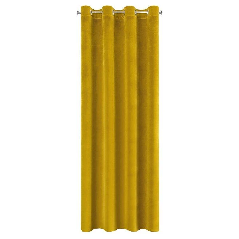Minkšto ir blizgaus aksomo naktinė užuolaida Eurofirany SAMANTA 140X250 cm, kilpos/žiedai, spalva: garstyčių