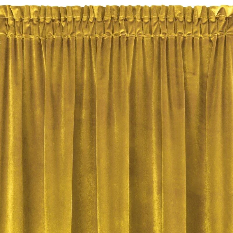 Minkšto ir blizgaus aksomo naktinė užuolaida Eurofirany SAMANTA 140X270cm, juosta / tunelis / kabliukai, spalva: garstyčių