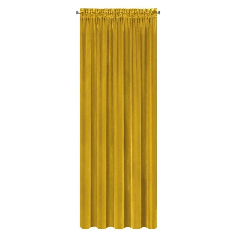 Minkšto ir blizgaus aksomo naktinė užuolaida Eurofirany SAMANTA 140X270cm, juosta / tunelis / kabliukai, spalva: garstyčių