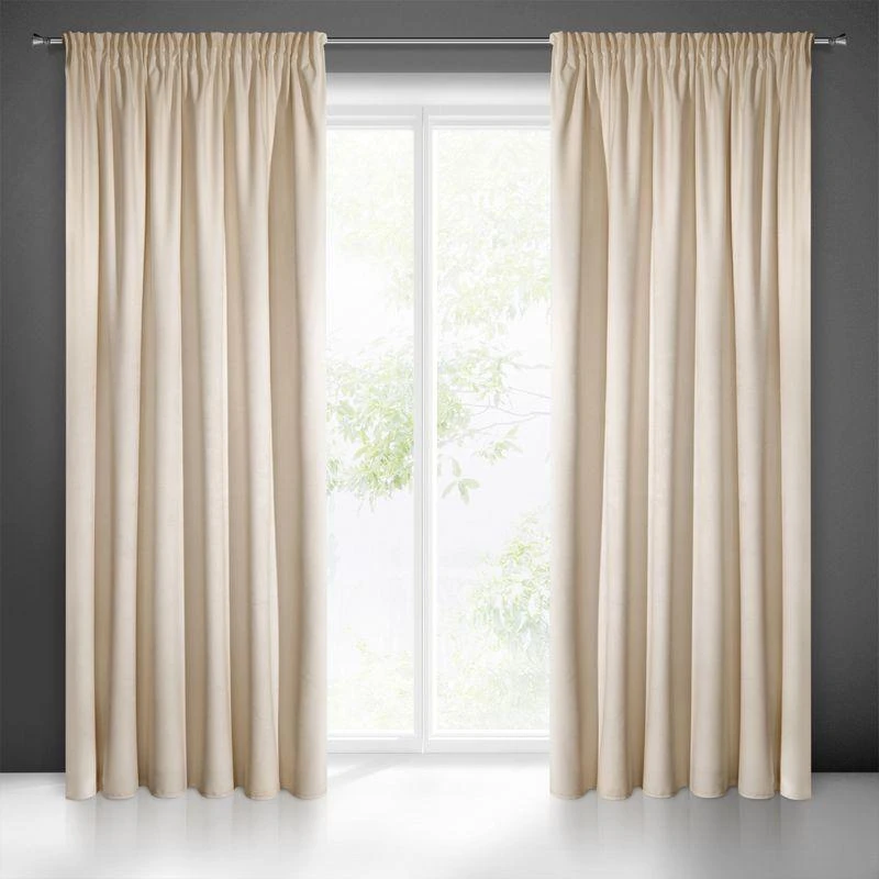 Naktinė užuolaida iš minkšto aksomo Eurofirany DIVA LINE RIA 140X270 cm, juosta/ tunelis/ kabliukai, 300 g/m2, spalva: smėlio