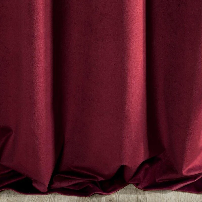 Naktinė užuolaida iš minkšto aksomo Eurofirany DIVA LINE RIA 140X270 cm, juosta/ tunelis/ kabliukai, 300 g/m2, spalva: bordo