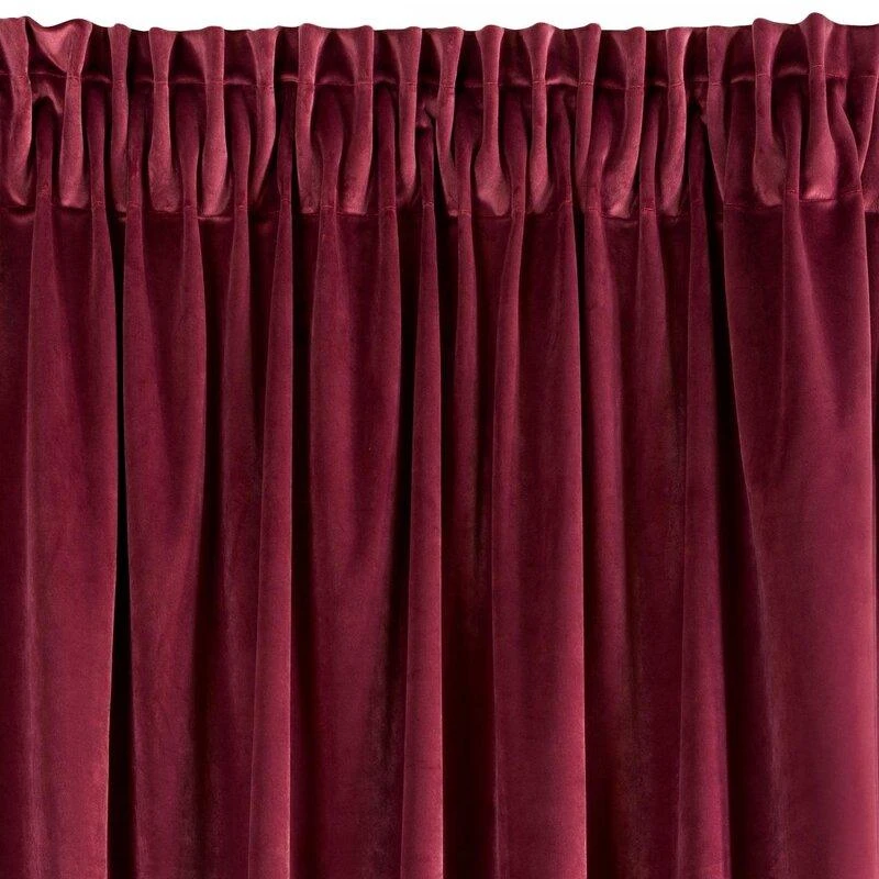 Naktinė užuolaida iš minkšto aksomo Eurofirany DIVA LINE RIA 140X270 cm, juosta/ tunelis/ kabliukai, 300 g/m2, spalva: bordo