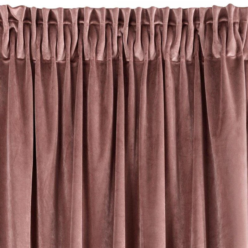Naktinė užuolaida iš minkšto aksomo Eurofirany DIVA LINE RIA 140X270 cm, juosta/ tunelis/ kabliukai, 300 g/m2, spalva: tamsiai rožinė