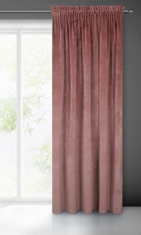 Naktinė užuolaida iš minkšto aksomo Eurofirany DIVA LINE RIA 140X270 cm, juosta/ tunelis/ kabliukai, 300 g/m2, spalva: tamsiai rožinė