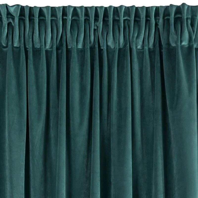 Naktinė užuolaida iš minkšto aksomo Eurofirany DIVA LINE RIA 140X270 cm, juosta/ tunelis/ kabliukai, 300 g/m2, spalva: tamsi turkio