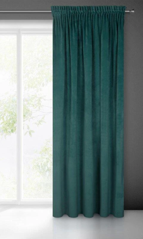 Naktinė užuolaida iš minkšto aksomo Eurofirany DIVA LINE RIA 140X270 cm, juosta/ tunelis/ kabliukai, 300 g/m2, spalva: tamsi turkio