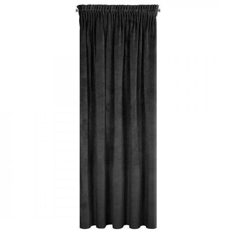Naktinė užuolaida iš minkšto aksomo Eurofirany DIVA LINE RIA 140X270 cm, juosta/ tunelis/ kabliukai, 300 g/m2, spalva: juoda