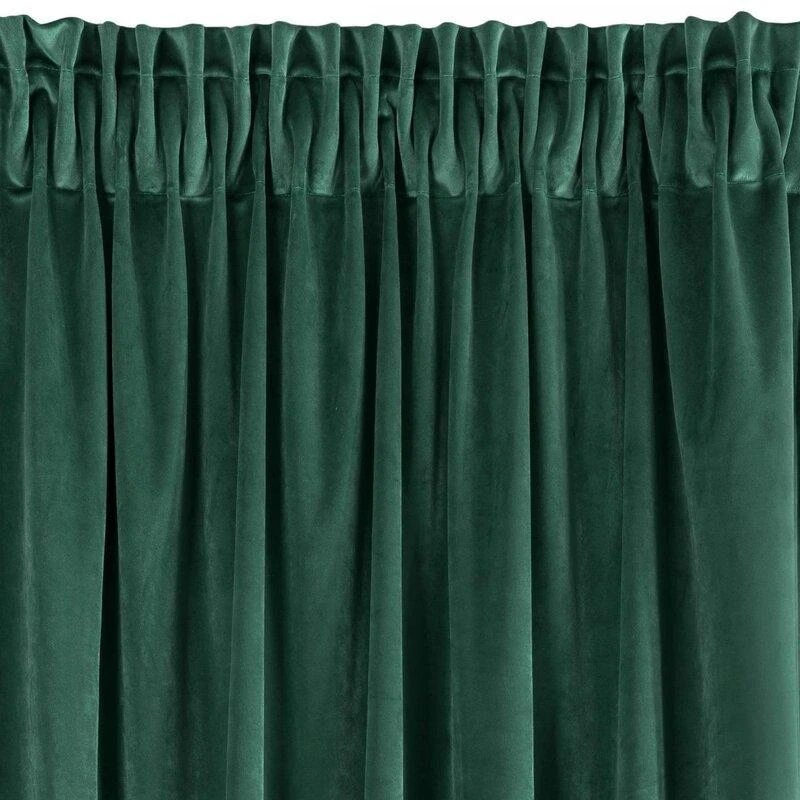 Naktinė užuolaida iš minkšto aksomo Eurofirany DIVA LINE RIA 140X270 cm, juosta/ tunelis/ kabliukai, 300 g/m2, spalva: tamsiai žalia
