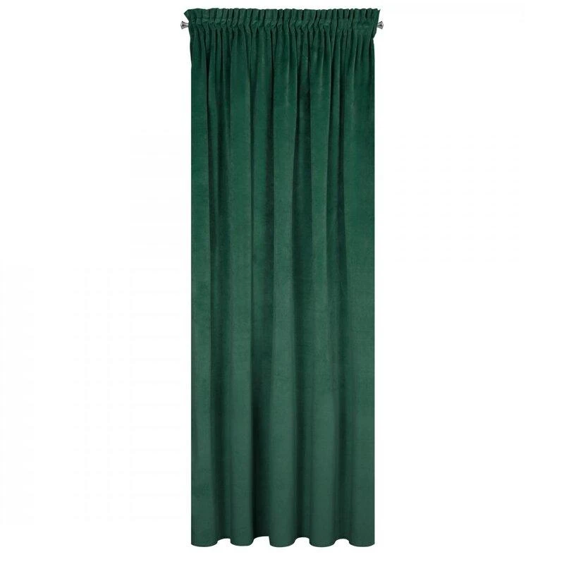 Naktinė užuolaida iš minkšto aksomo Eurofirany DIVA LINE RIA 140X270 cm, juosta/ tunelis/ kabliukai, 300 g/m2, spalva: tamsiai žalia