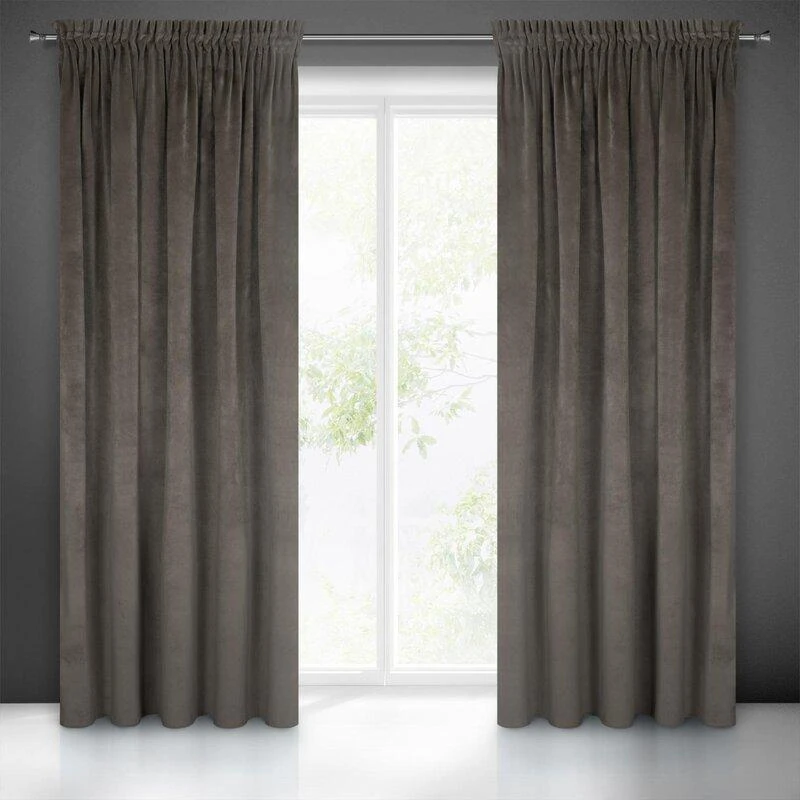 Naktinė užuolaida iš minkšto aksomo Eurofirany DIVA LINE RIA 140X270 cm, juosta/ tunelis/ kabliukai, 300 g/m2, spalva: grafitas