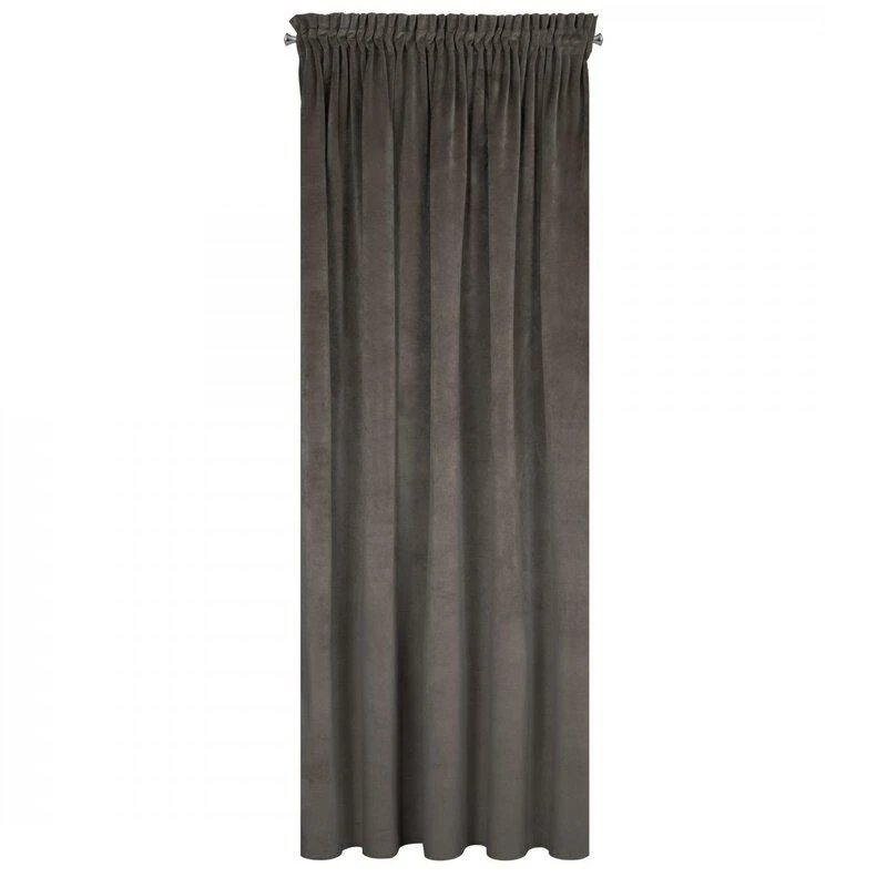 Naktinė užuolaida iš minkšto aksomo Eurofirany DIVA LINE RIA 140X270 cm, juosta/ tunelis/ kabliukai, 300 g/m2, spalva: grafitas