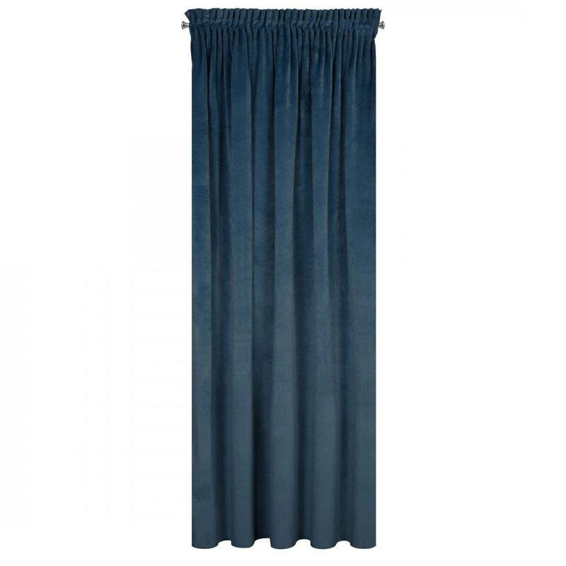 Naktinė užuolaida iš minkšto aksomo Eurofirany DIVA LINE RIA 140X270 cm, juosta/ tunelis/ kabliukai, 300 g/m2, spalva: mėlyna