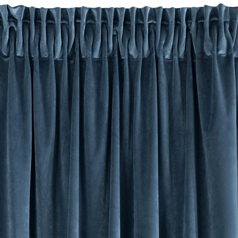 Naktinė užuolaida iš minkšto aksomo Eurofirany DIVA LINE RIA 140X270 cm, juosta/ tunelis/ kabliukai, 300 g/m2, spalva: mėlyna