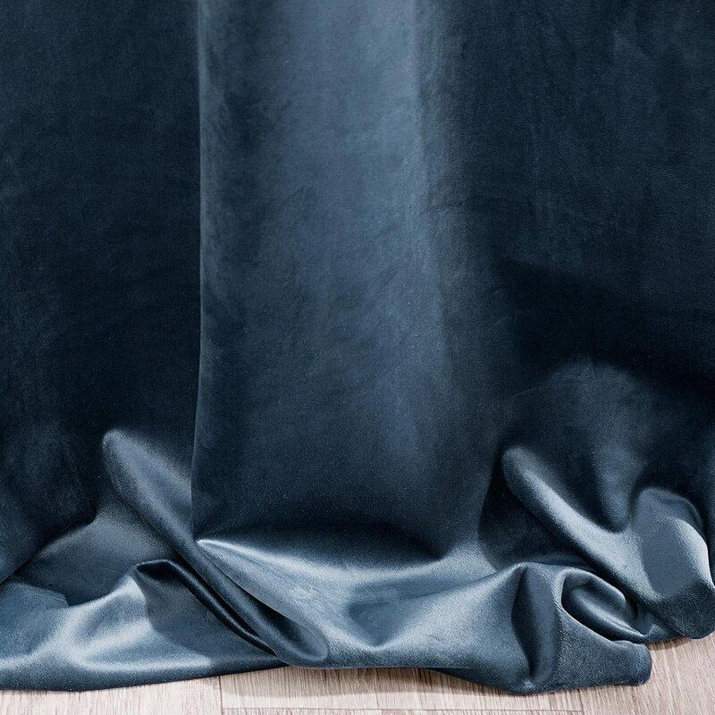 Naktinė užuolaida iš minkšto aksomo Eurofirany DIVA LINE RIA 140X270 cm, juosta/ tunelis/ kabliukai, 300 g/m2, spalva: mėlyna