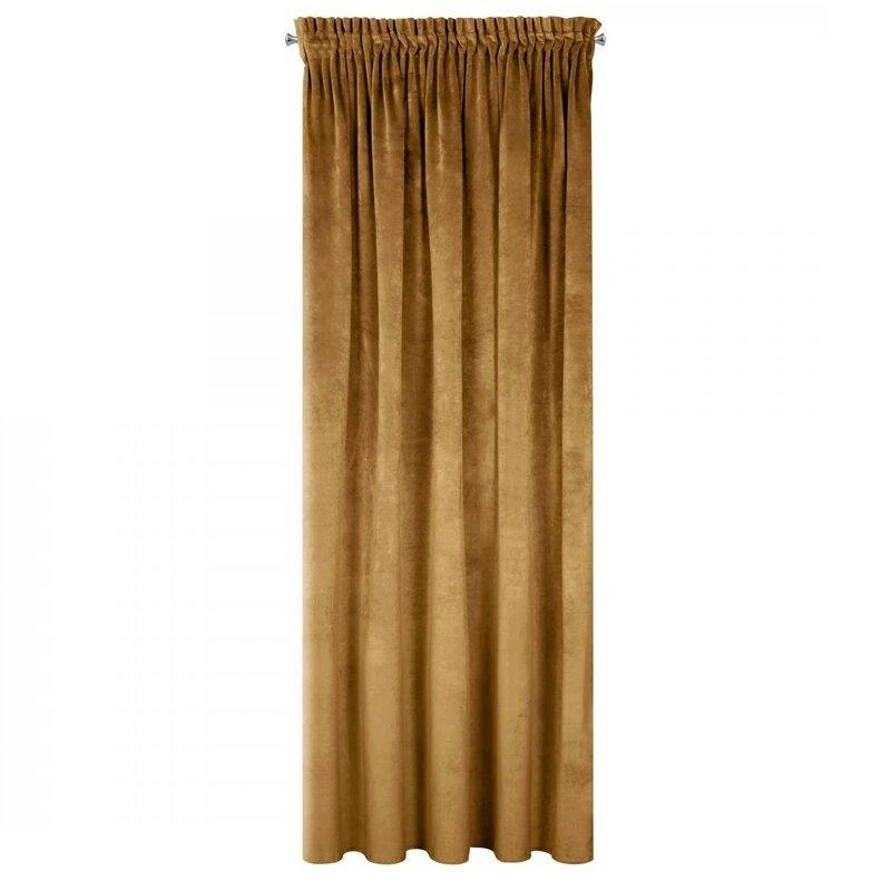 Naktinė užuolaida iš minkšto aksomo Eurofirany DIVA LINE RIA 140X270 cm, juosta/ tunelis/ kabliukai, 300 g/m2, spalva: medaus