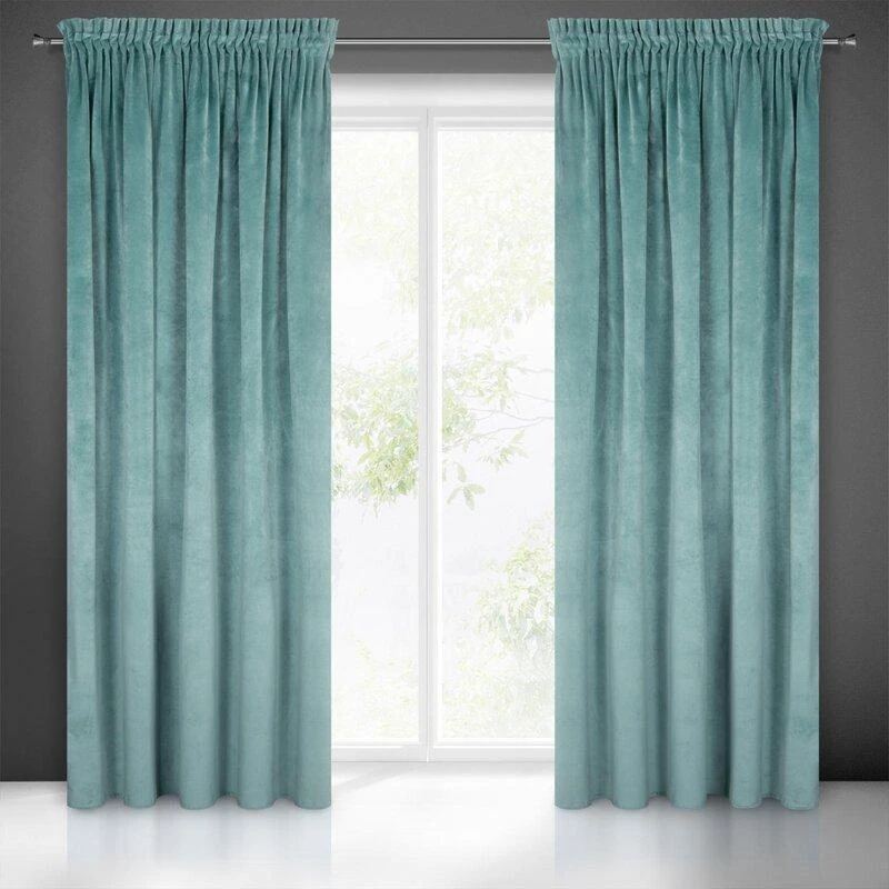 Naktinė užuolaida iš minkšto aksomo Eurofirany DIVA LINE RIA 140X270 cm, juosta/ tunelis/ kabliukai, 300 g/m2, spalva: žydra