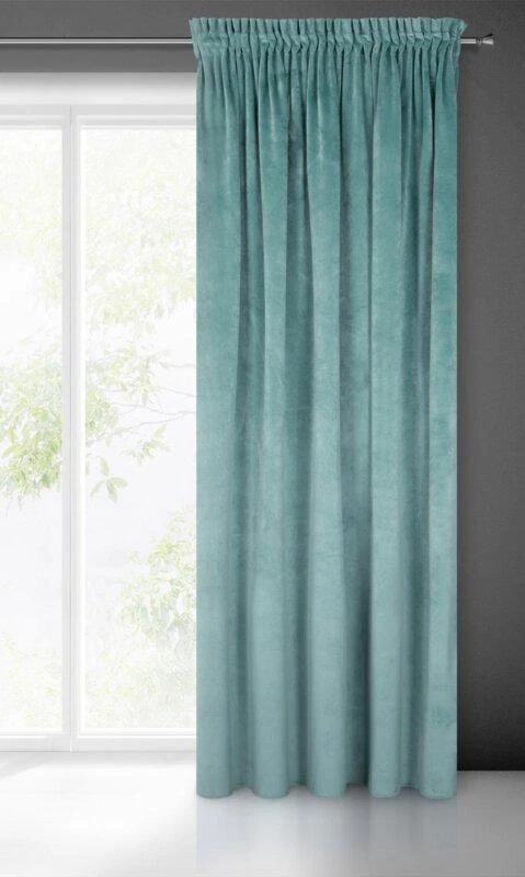 Naktinė užuolaida iš minkšto aksomo Eurofirany DIVA LINE RIA 140X270 cm, juosta/ tunelis/ kabliukai, 300 g/m2, spalva: žydra