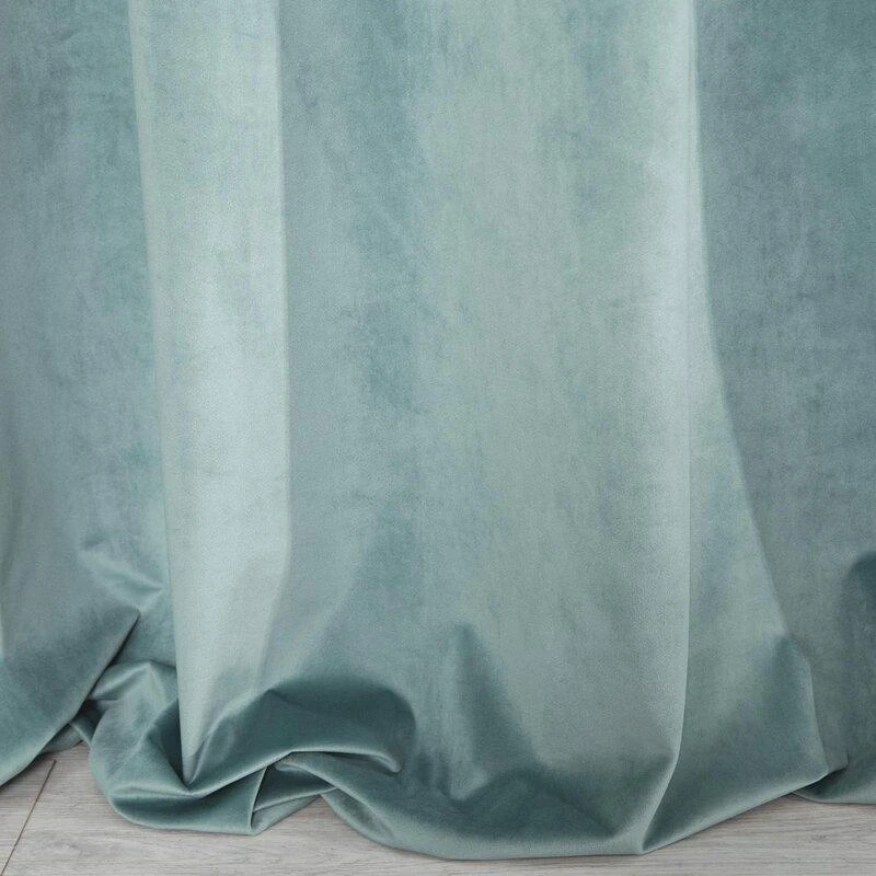 Naktinė užuolaida iš minkšto aksomo Eurofirany DIVA LINE RIA 140X270 cm, juosta/ tunelis/ kabliukai, 300 g/m2, spalva: žydra