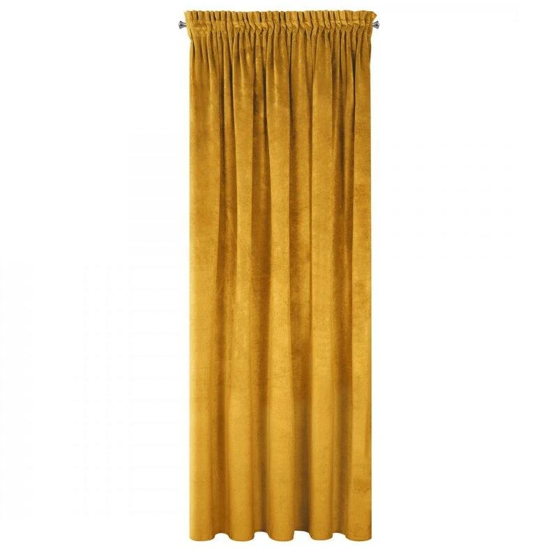 Naktinė užuolaida iš minkšto aksomo Eurofirany DIVA LINE RIA 140X270 cm, juosta/ tunelis/ kabliukai, 300 g/m2, spalva: garstyčių