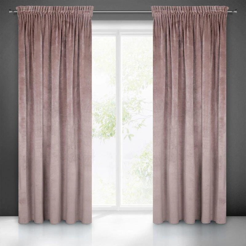Naktinė užuolaida iš minkšto aksomo Eurofirany DIVA LINE RIA 140X270 cm, juosta/ tunelis/ kabliukai, 300 g/m2, spalva: pudrinė