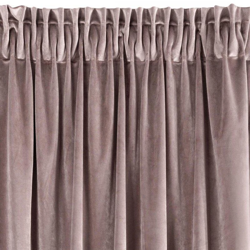 Naktinė užuolaida iš minkšto aksomo Eurofirany DIVA LINE RIA 140X270 cm, juosta/ tunelis/ kabliukai, 300 g/m2, spalva: pudrinė
