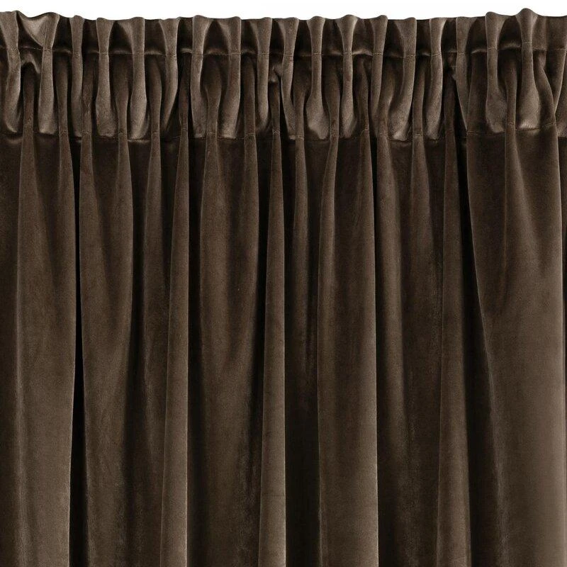 Naktinė užuolaida iš minkšto aksomo Eurofirany DIVA LINE RIA 140X270 cm, juosta/ tunelis/ kabliukai, 300 g/m2, spalva: ruda