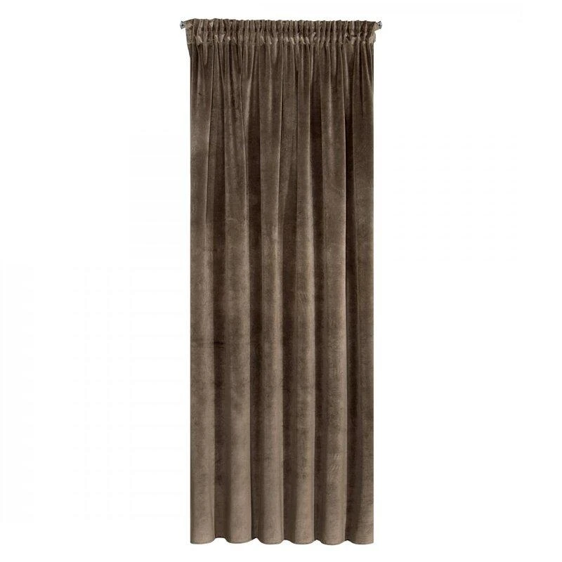 Naktinė užuolaida iš minkšto aksomo Eurofirany DIVA LINE RIA 140X270 cm, juosta/ tunelis/ kabliukai, 300 g/m2, spalva: ruda