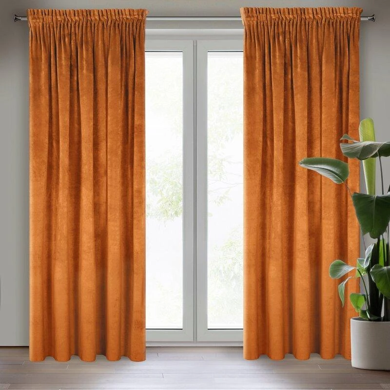 Naktinė užuolaida iš minkšto aksomo Eurofirany DIVA LINE RIA 140X270 cm, juosta/ tunelis/ kabliukai, 300 g/m2, spalva: ruda