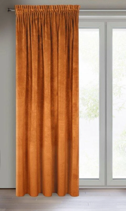 Naktinė užuolaida iš minkšto aksomo Eurofirany DIVA LINE RIA 140X270 cm, juosta/ tunelis/ kabliukai, 300 g/m2, spalva: ruda