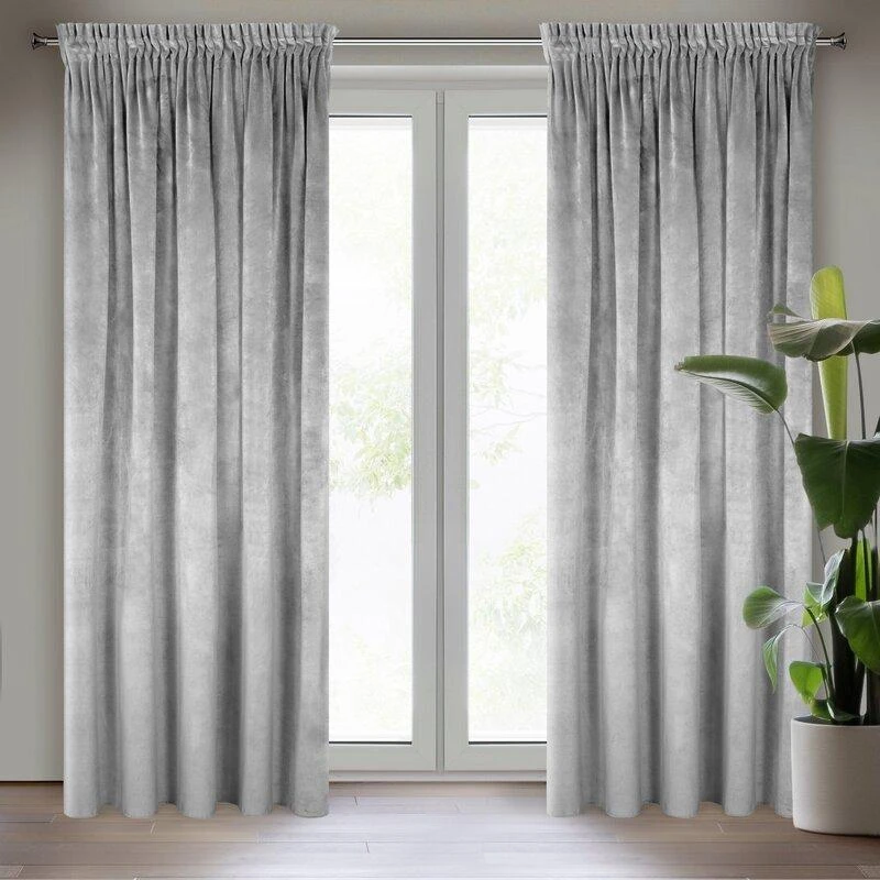 Naktinė užuolaida iš minkšto aksomo Eurofirany DIVA LINE RIA 140X270 cm, juosta/ tunelis/ kabliukai, 300 g/m2, spalva: plieno