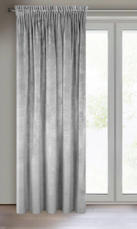 Naktinė užuolaida iš minkšto aksomo Eurofirany DIVA LINE RIA 140X270 cm, juosta/ tunelis/ kabliukai, 300 g/m2, spalva: plieno