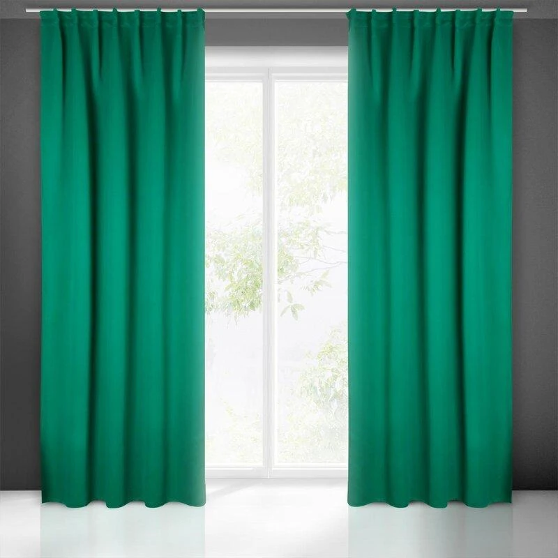 Naktinė užuolaida Eurofirany MILAN iš temdančio blackout tipo audinio, 140X300 cm, spalva: tamsi žalia